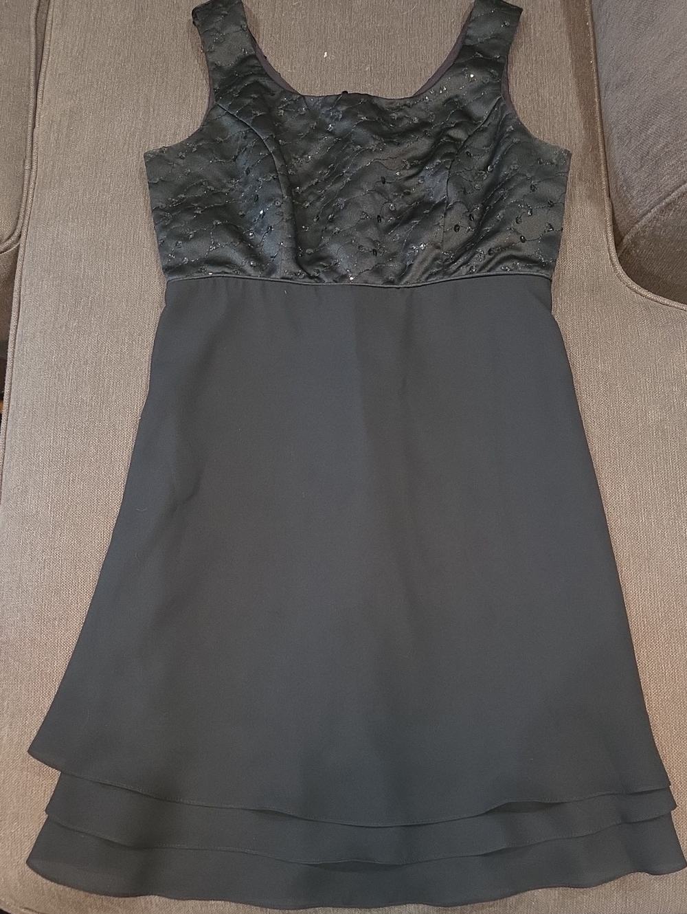 Night Way Collections Black Sleeveless Beaded Bodice Mini Dress